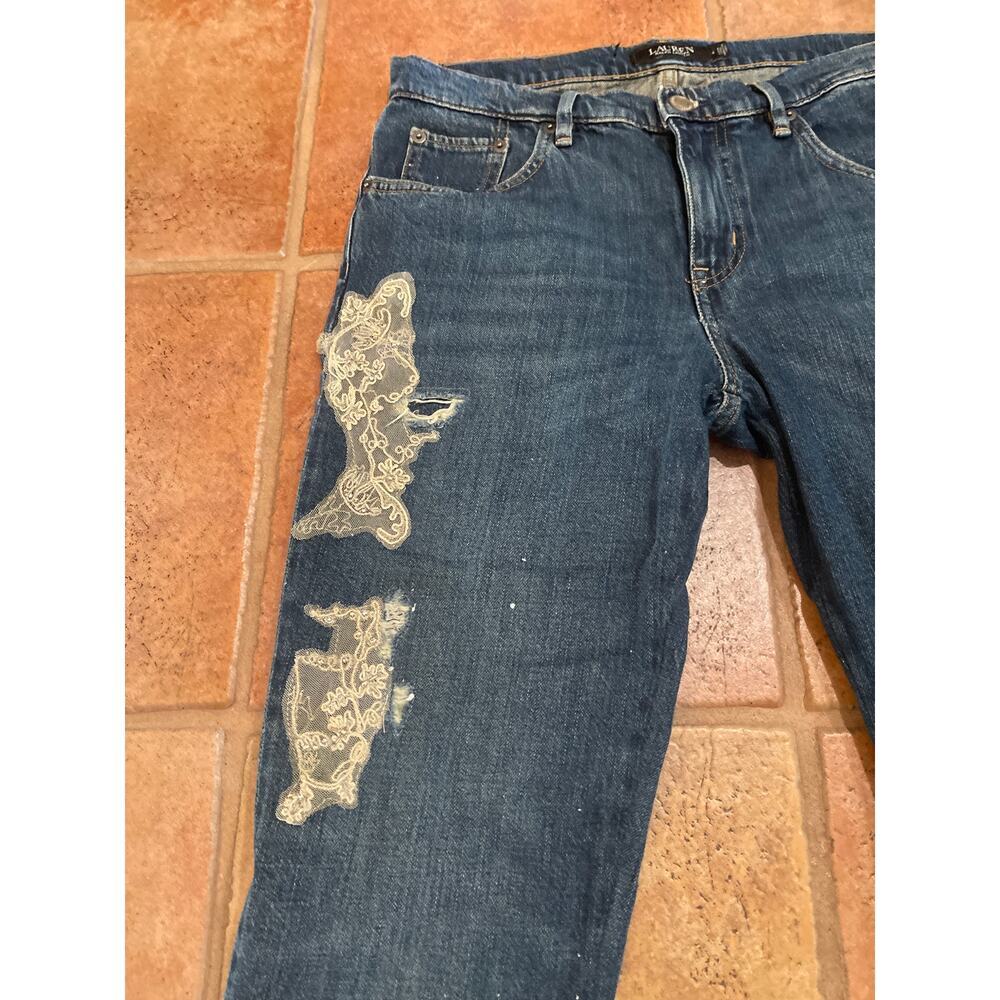 Lauren Ralph Lauren Women's Embellished Mid-Rise Jeans Blue size 4 - Picture 5 of 8